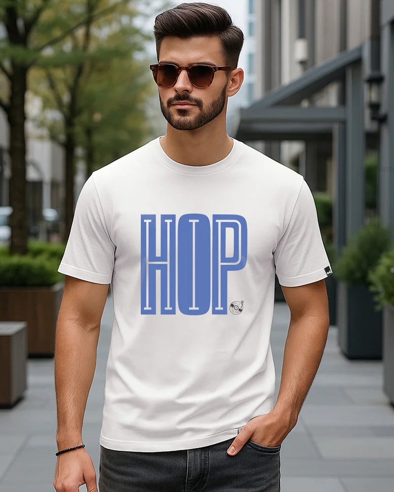 بيواكوف Men's White Hip Hop Typography T-shirt
